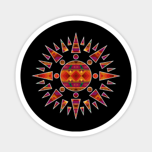 Native American pattern design warm colours Inside a Sun Magnet